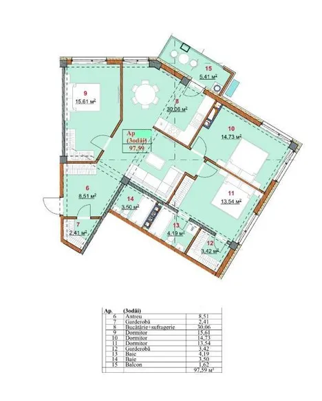 3-bedroom apartment, 98 m² — Image 2