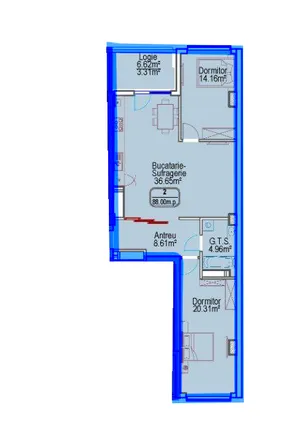 2-комнатная квартира, 88 м² — Изображение 2