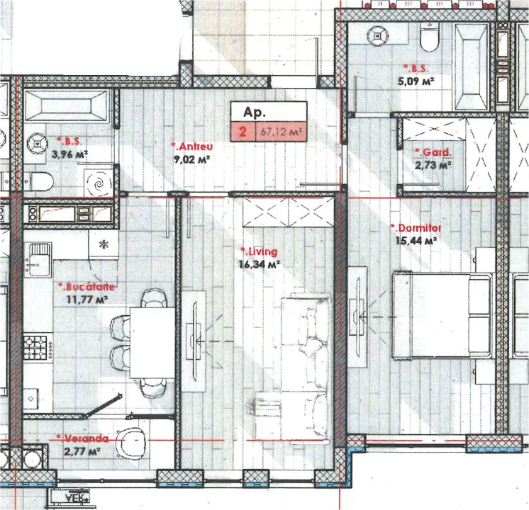 2-bedroom apartment, 67 m² — Image 2