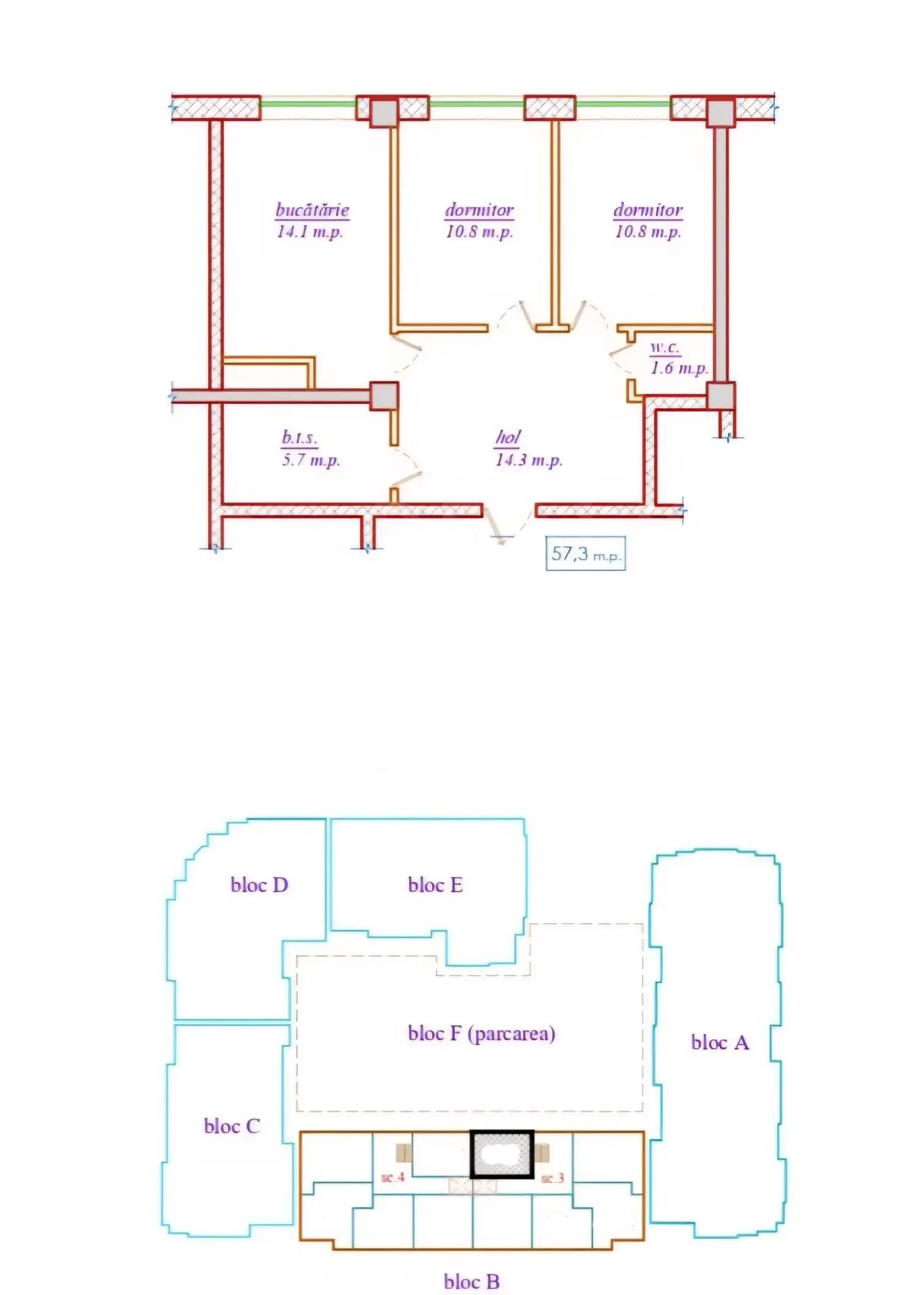 2-bedroom apartment, 57.3 m² — Image 2
