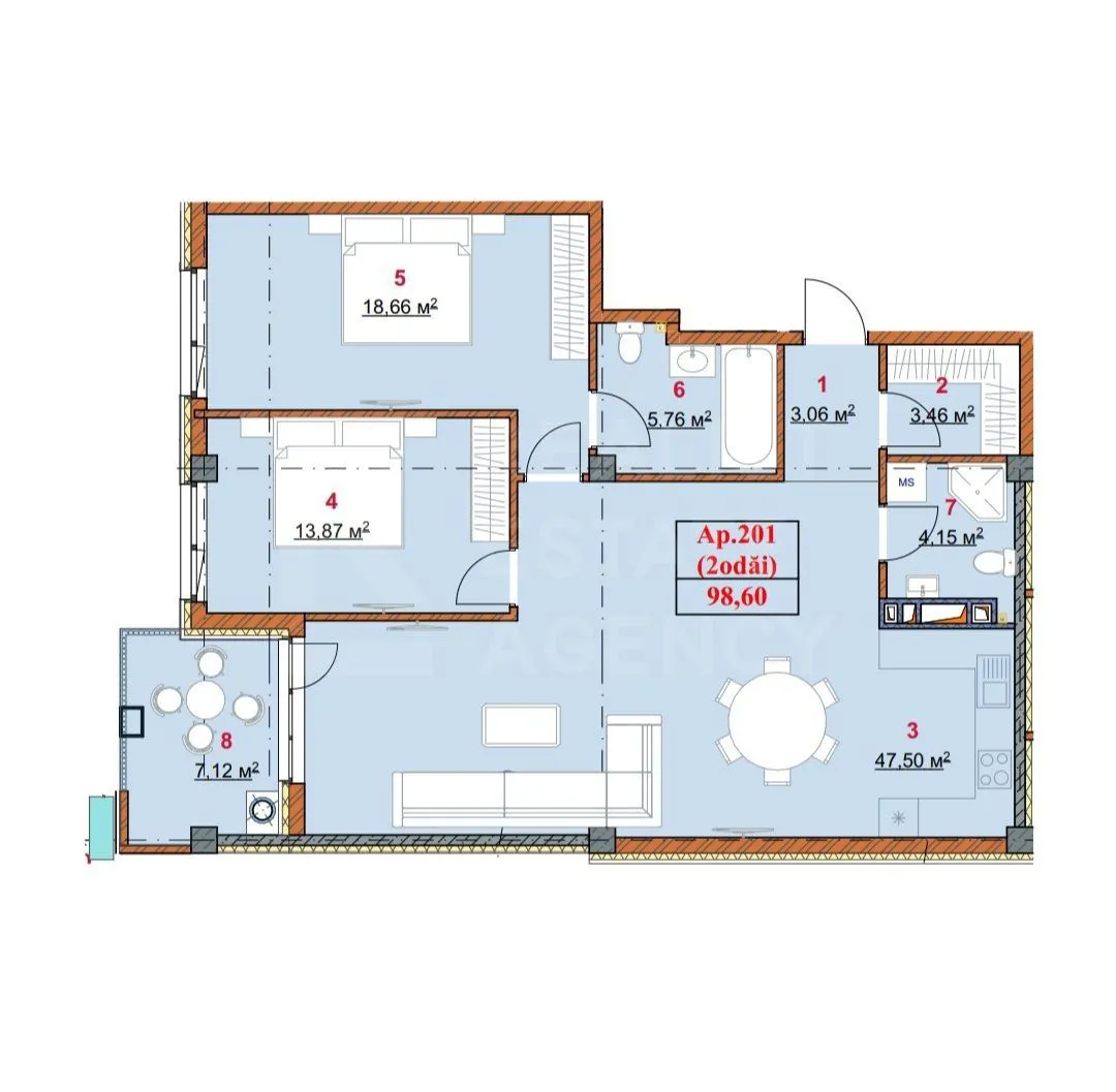 2-комнатная квартира, 98 м² — Изображение 2