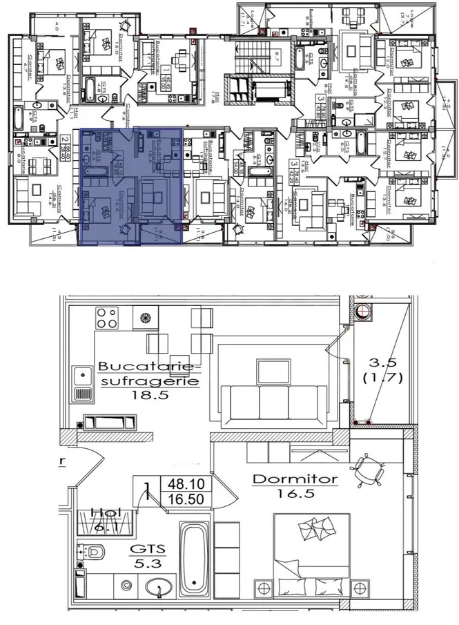 1-bedroom apartment, 48.1 m² — Image 2