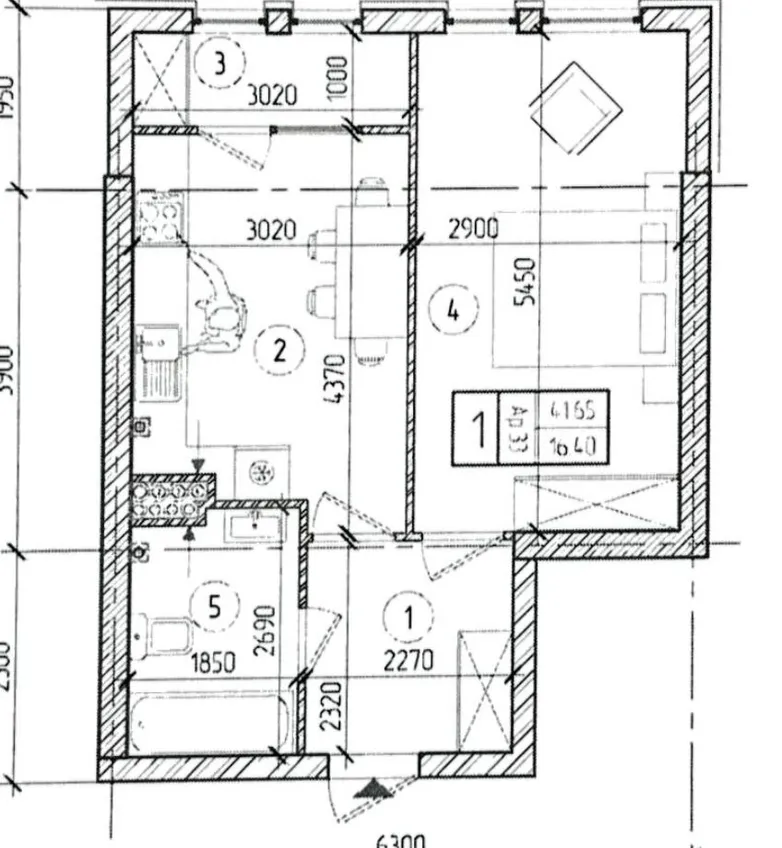 1-camere apartament, 41.65 m² — Imagine 2
