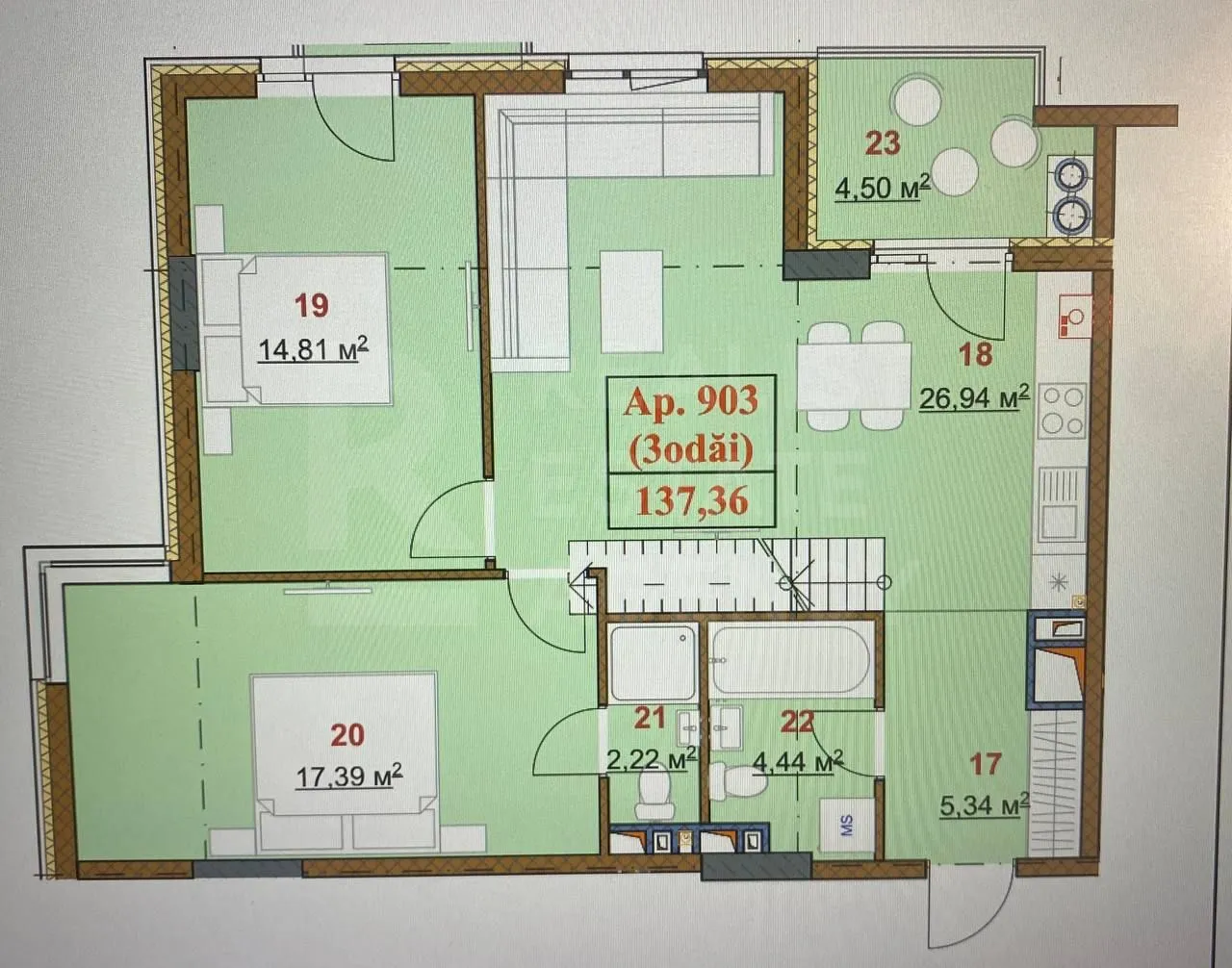 3-комнатная квартира, 137.36 м² — Изображение 2