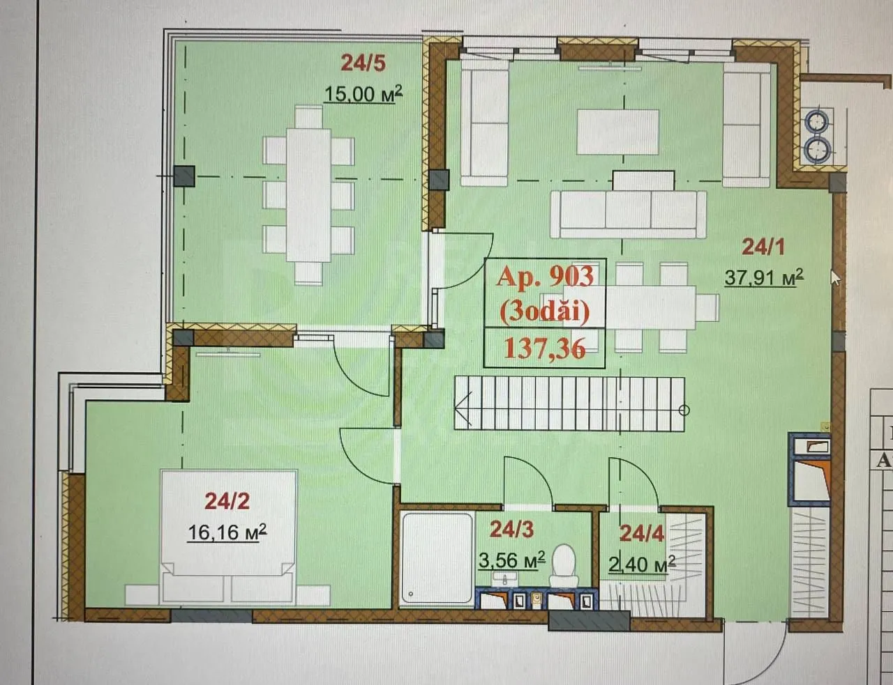 3-комнатная квартира, 137.36 м² — Изображение 4