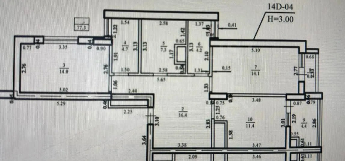 2-camere apartament, 77.5 m² — Imagine 4