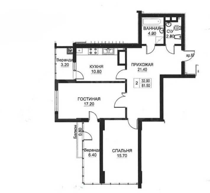 2-bedroom apartment, 86 m² — Image 4