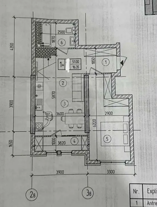 2-camere apartament, 51.1 m² — Imagine 2