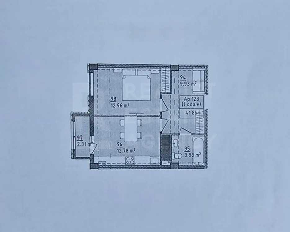 1-camere apartament, 42.2 m² — Imagine 2
