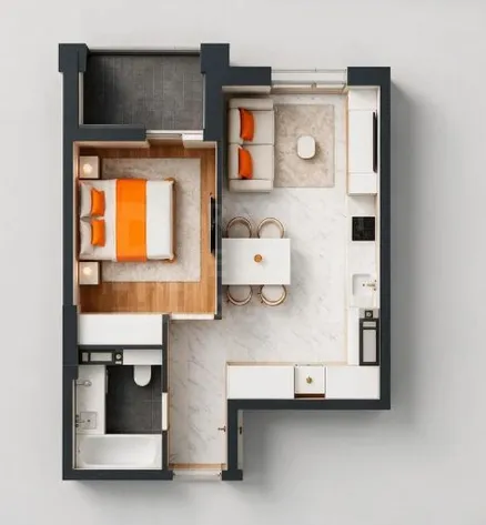 1-camere apartament, 38.5 m² — Imagine 2