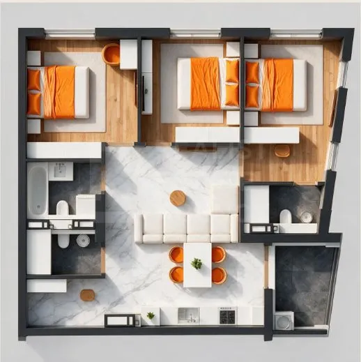 3-camere apartament, 78.2 m² — Imagine 2