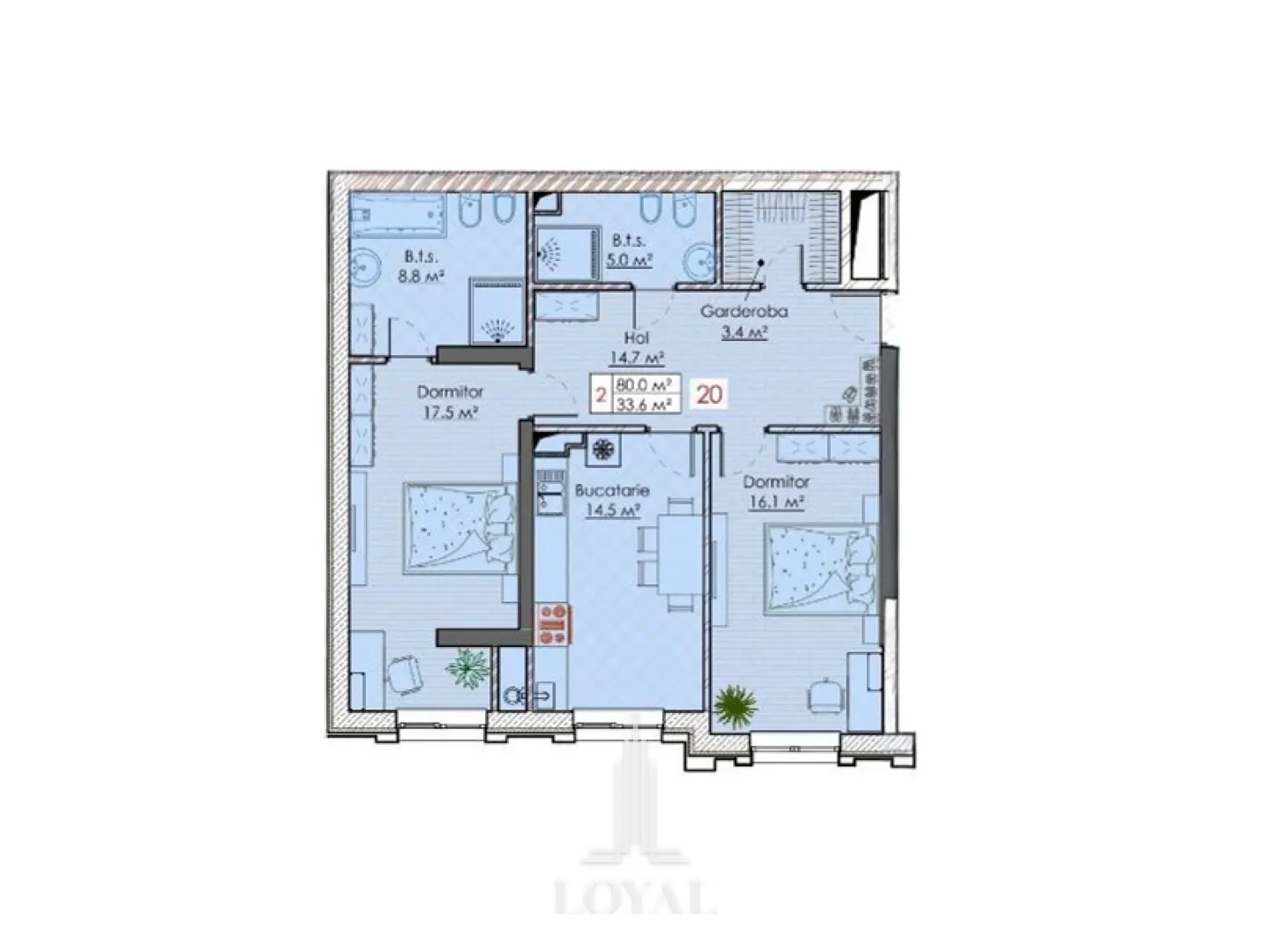2-bedroom apartment, 80 m² — Image 3