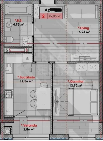2-bedroom apartment, 49.05 m² — Image 4