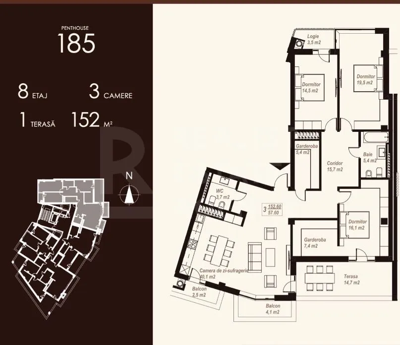3-camere apartament, 152 m² — Imagine 3