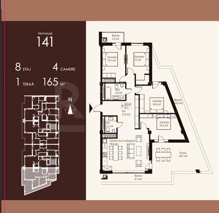 4-camere apartament, 165 m² — Imagine 3