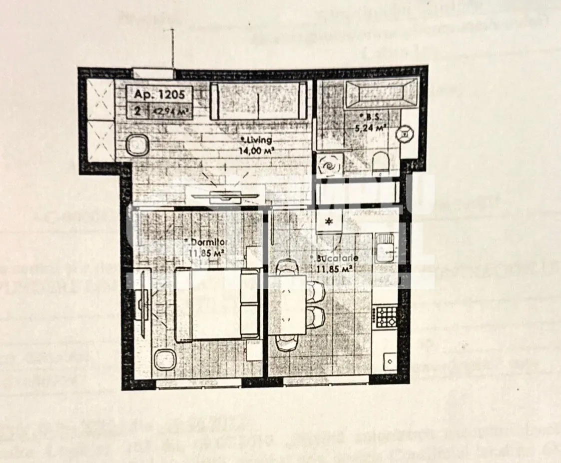 1-camere apartament, 43 m² — Imagine 2