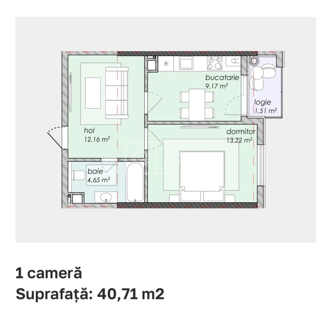 1-комнатная квартира, 41 м² — Изображение 1