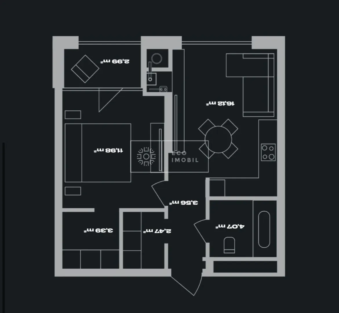 2-camere apartament, 43 m² — Imagine 4