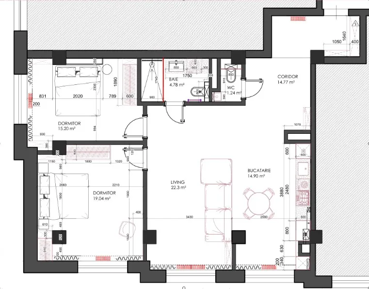 2-camere apartament, 93 m² — Imagine 17