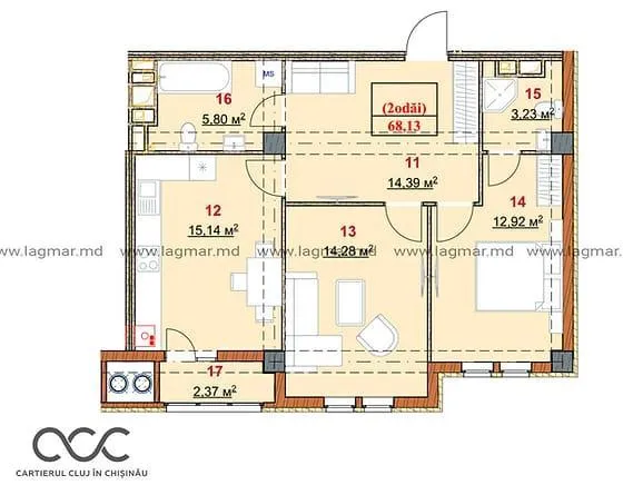 2-комнатная квартира, 68 м² — Изображение 3