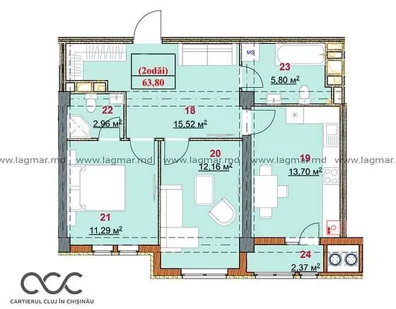 2-комнатная квартира, 63 м² — Изображение 4