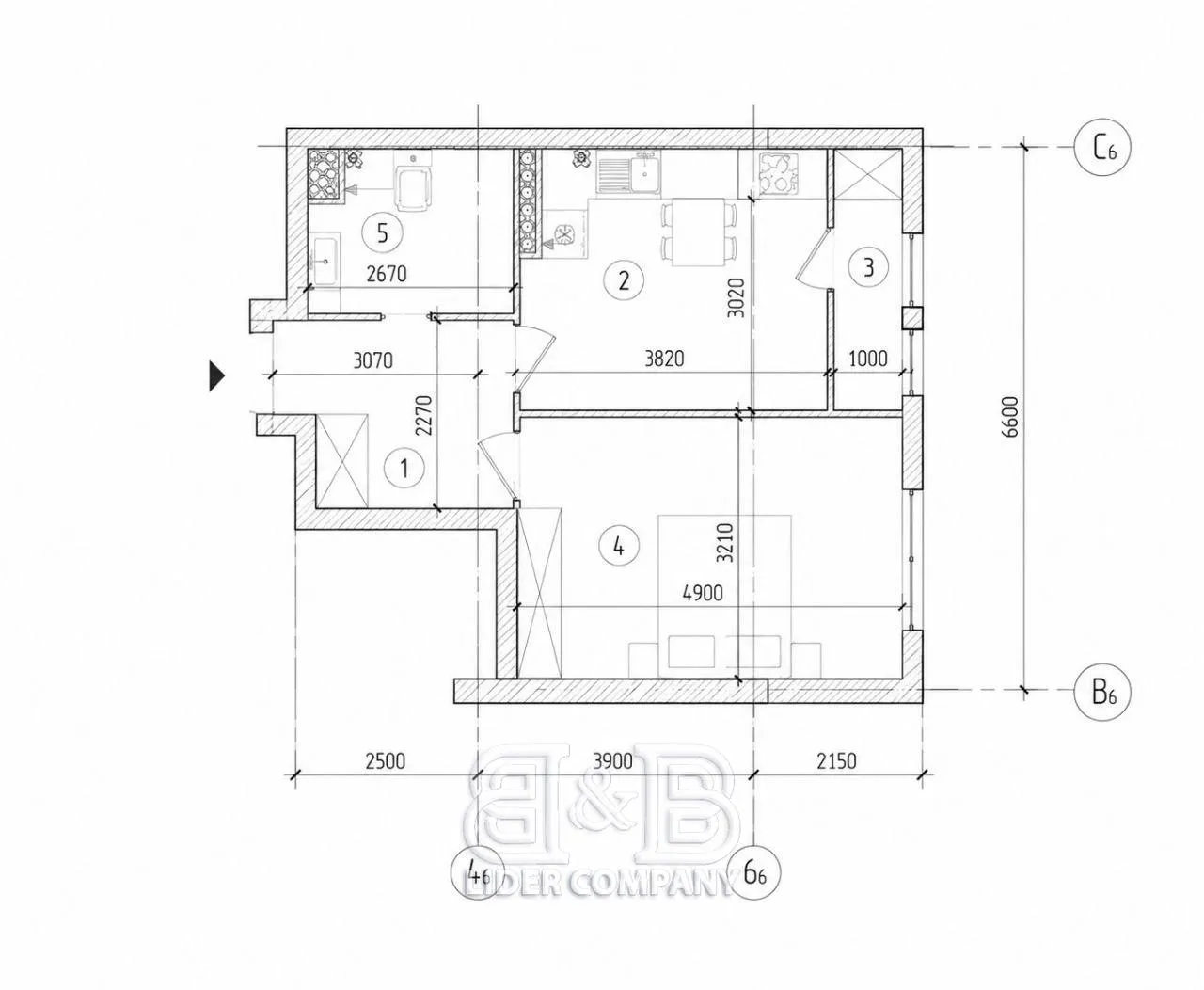 1-camere apartament, 41 m² — Imagine 1