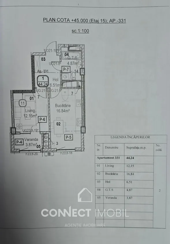 1-camere apartament, 45 m² — Imagine 4