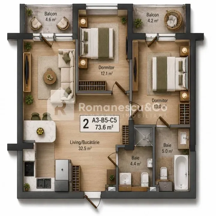 2-комнатная квартира, 74 м² — Изображение 2