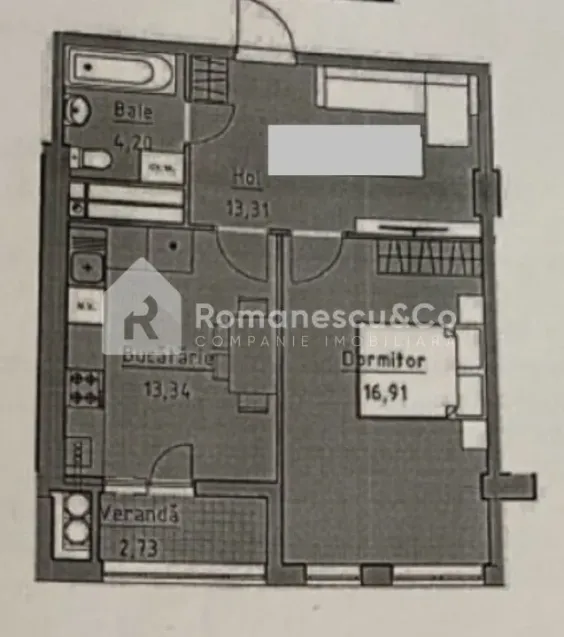 1-camere apartament, 52 m² — Imagine 3