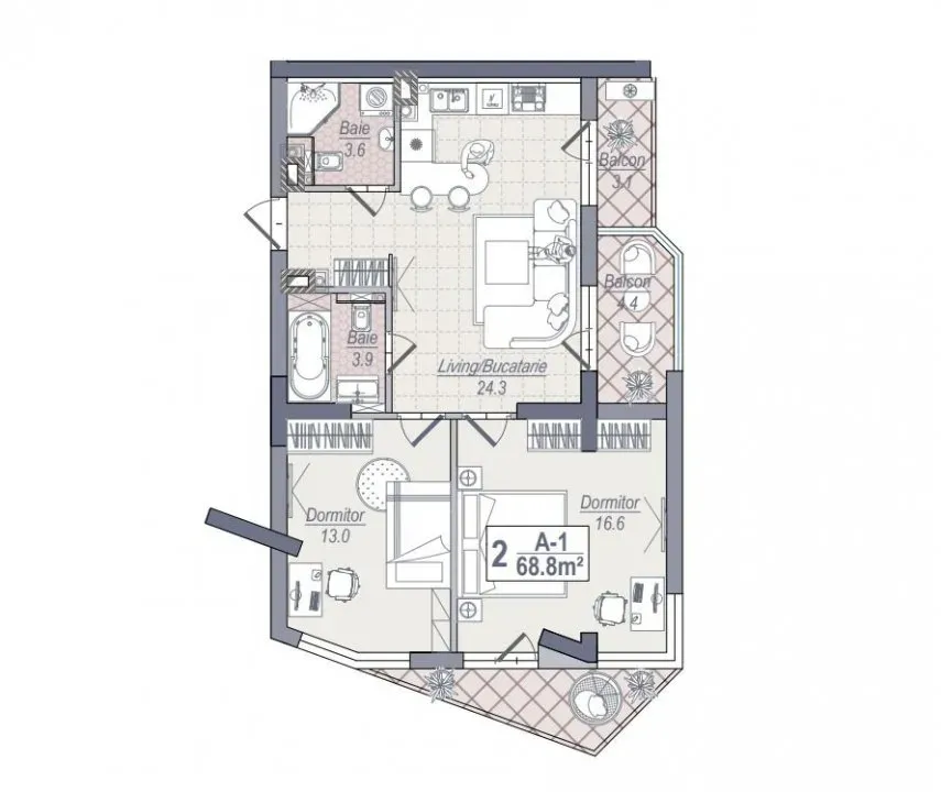 2-комнатная квартира, 68.8 м² — Изображение 3