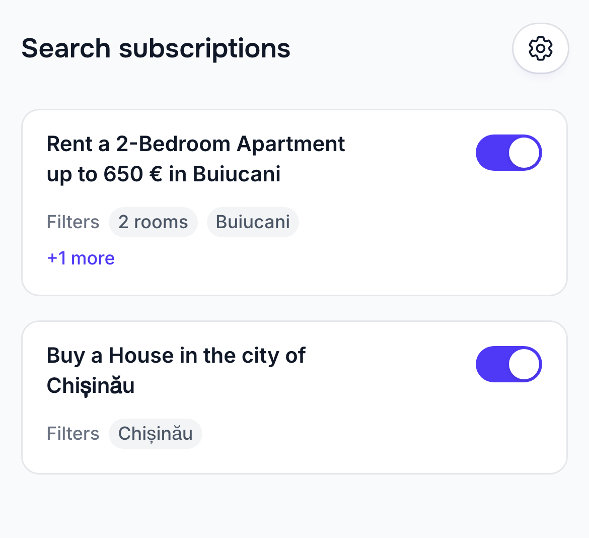 Search subscriptions and switches on a phone