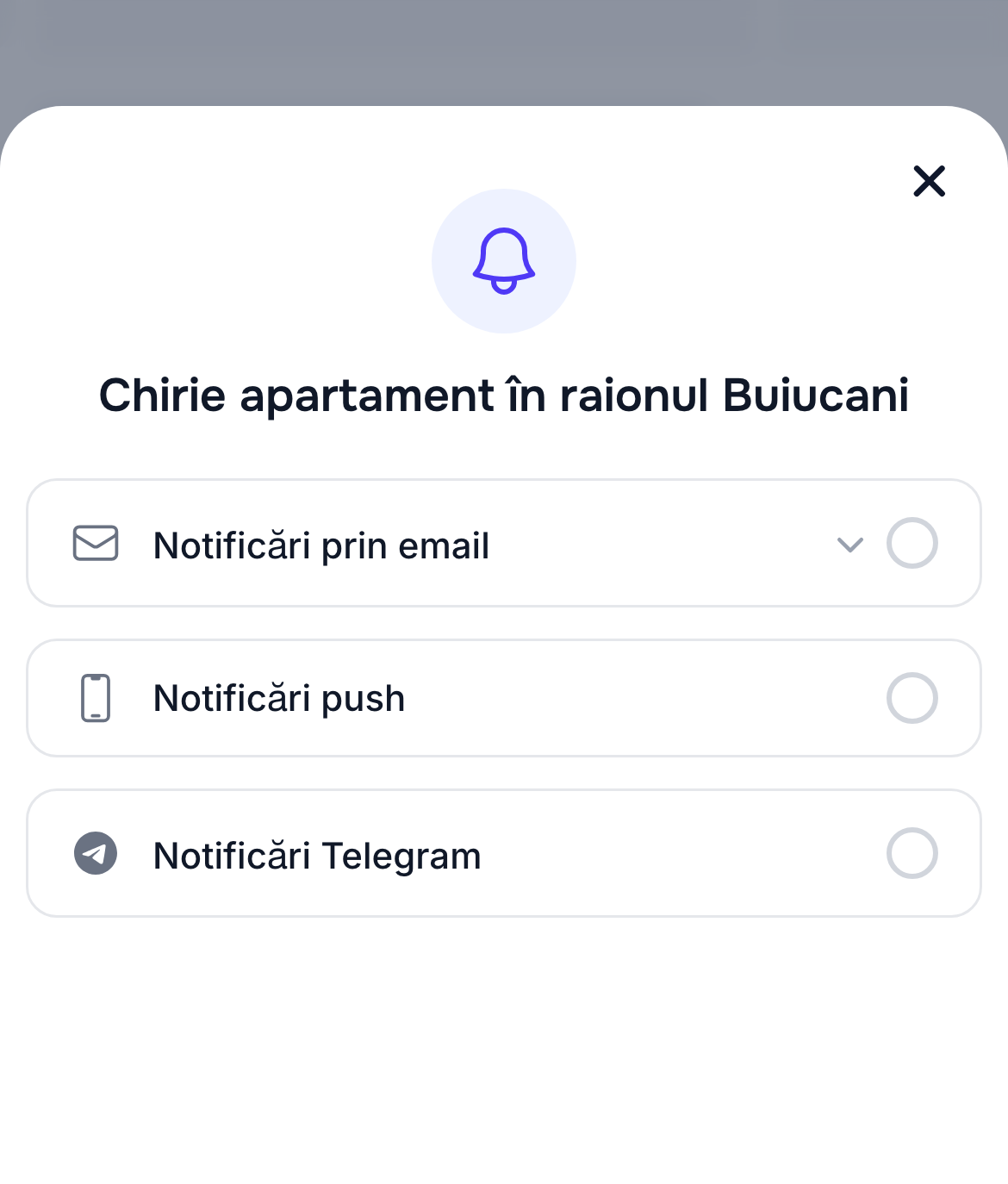 Alegerea modului de primire a notificărilor